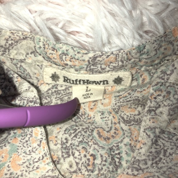 Ruff Hewn Paisley Print Blouse Large Long Sleeve V Neck - Picture 5 of 7